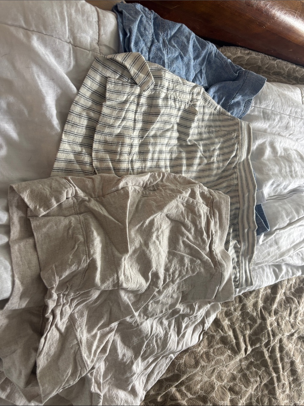 Banana Republic Cream and Blue Striped High-Waist Women’s Shorts